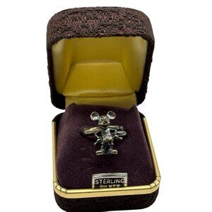 Vintage Mickey Mouse Sterling Silver 925 Disney Adjustable Ring NOS Original Box